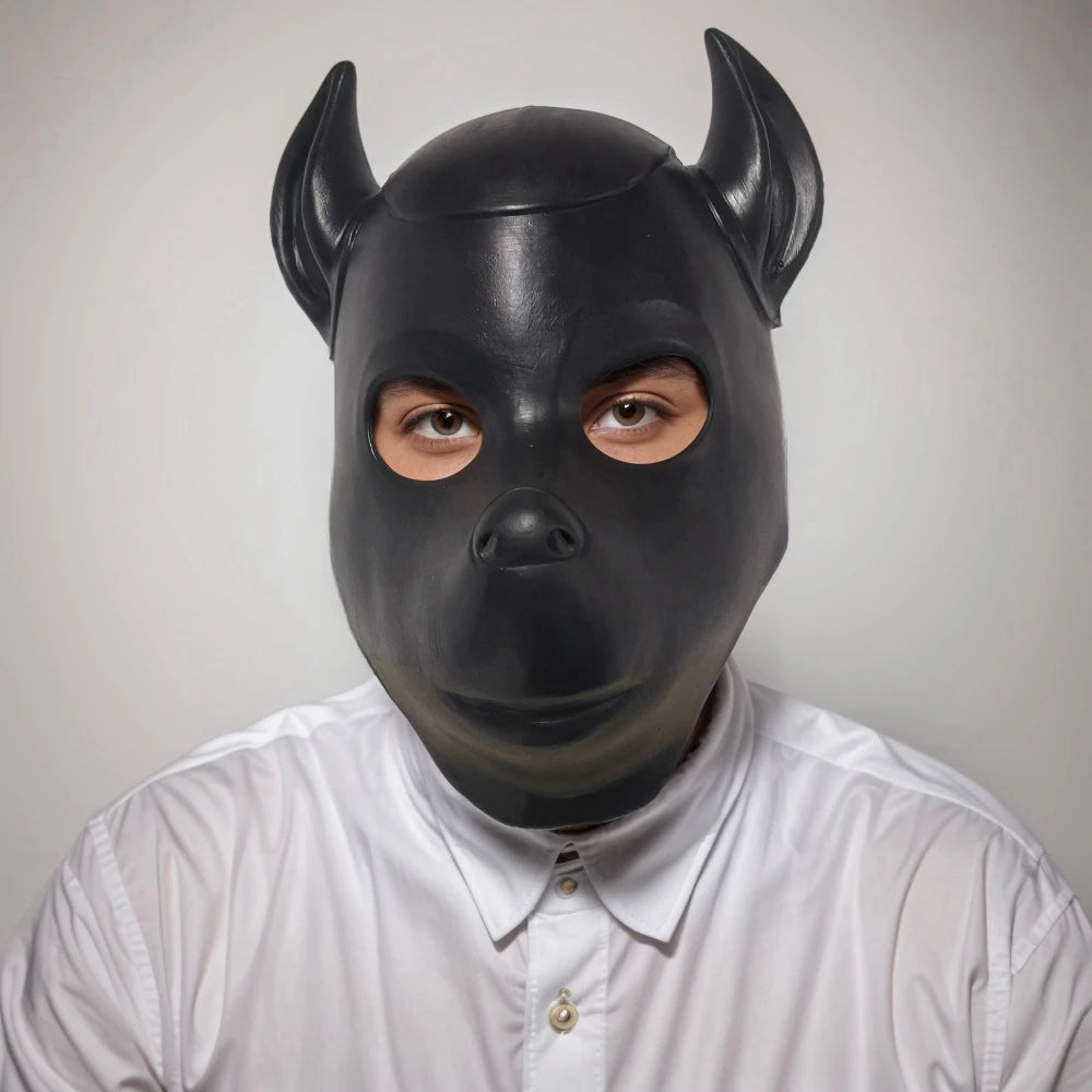 3D Dog Latex Mask in Black