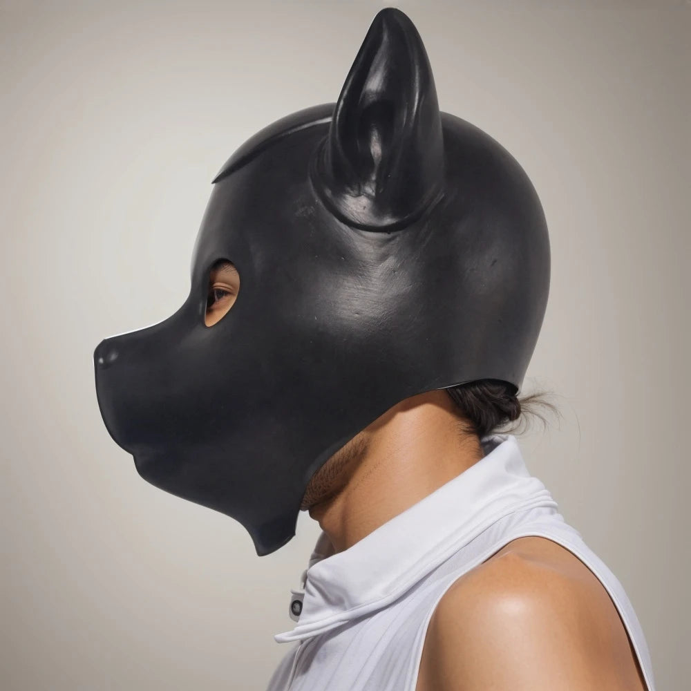 3D Dog Latex Mask in Black