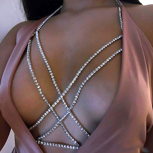 Cross Rhinestone Sexy Body Necklace