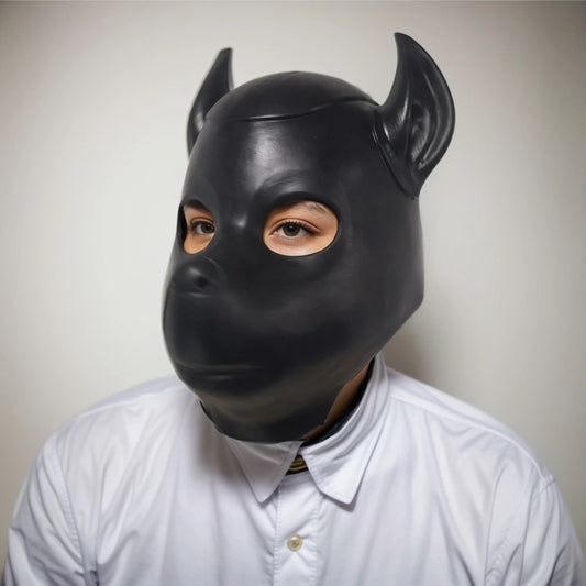 3D Dog Latex Mask in Black