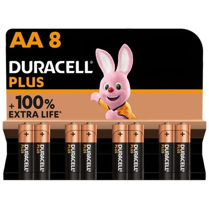 DURACELL - PLUS POWER 100 ALKALINE BATTERY AA LR6 8 UNIT