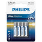 PHILIPS - ULTRA ALKALINE BATTERY AAA LR03 4 UNIT