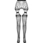PASSION - S027 BLACK TIGHTS WITH GARTER ONE SIZE