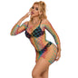 SUBBLIME - 952426 RAINBOW LONG SLEEVE FISHNET DRESS ONE SIZE