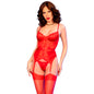 CHILIROSE - CR 4845 CORSET AND STOCKINGS RED S