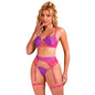 SUBBLIME - 955359 SET OF BRA WITH LACE AND GARTER LINKS PINK AND PURPLE S/M