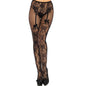 LEG AVENUE - STOCKING FLOWERS DESIGN BACK CROTHLESS ONE SIZE